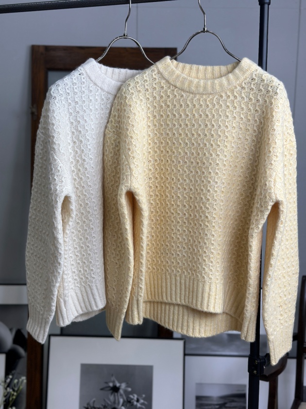 美品■マリリンムーン■切替プリーツ立体ボタンカーディガン■ベージュ■size Marilyn Moon（マリリンムーン） カーディガン wool cotton aran knit