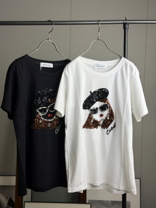 Marco&Louise スパンコール刺しゅう Ciao! アートTシャツ