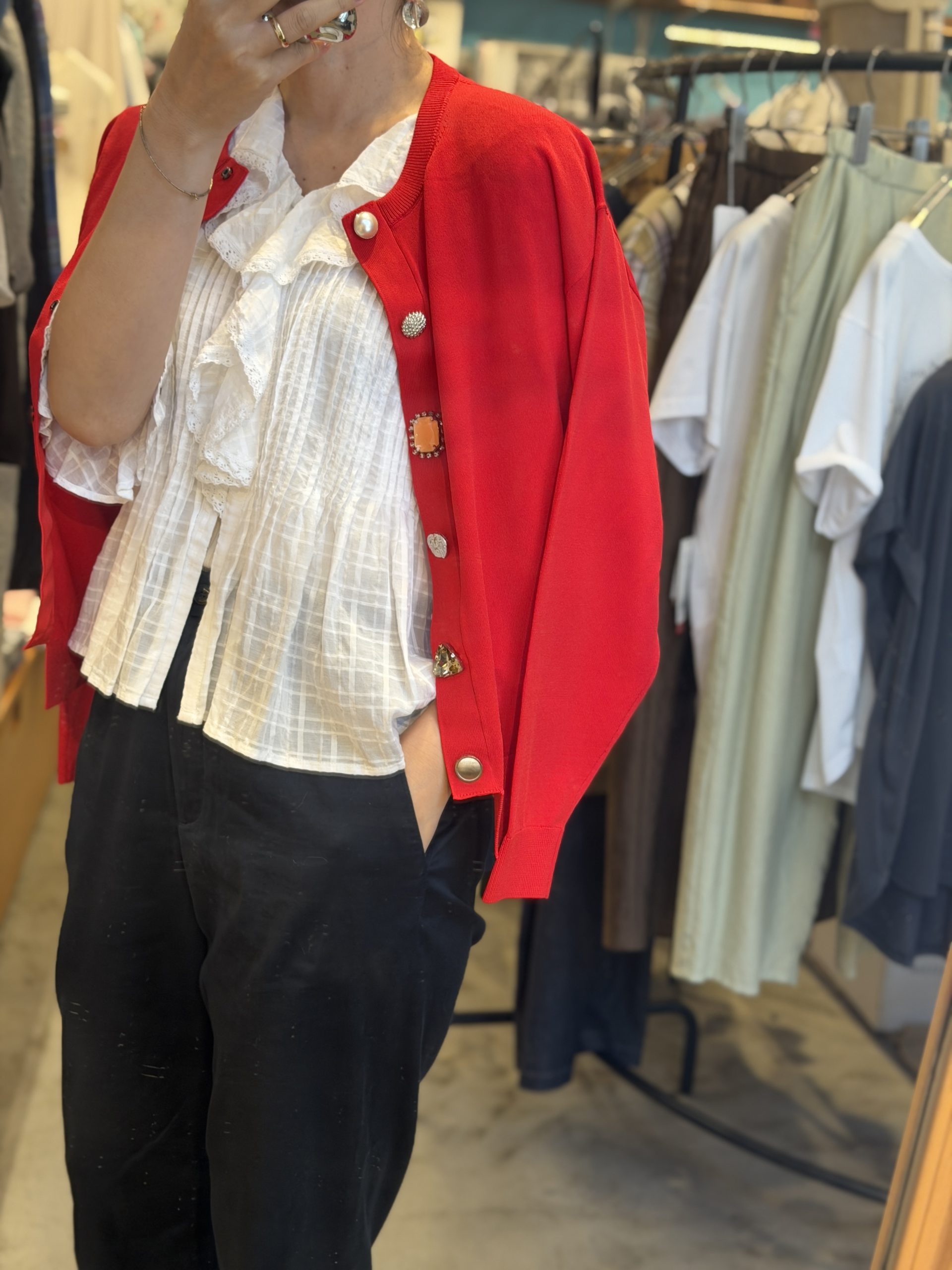 Torrazzo donna ビジューボタンカーディガン